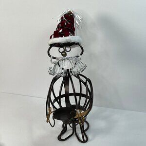Vintage Welted Metal Santa Figurine Votive Holder Retro Candle Christmas Decor